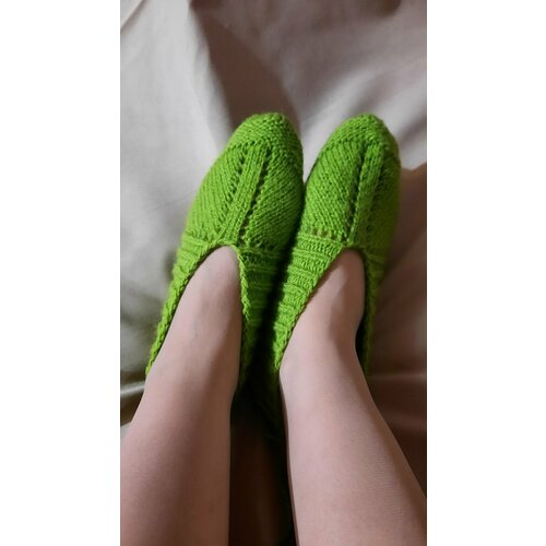 Носки , размер 37, зеленый следки вязаные носки
