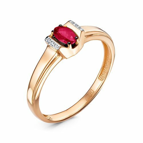 Кольцо Diamant online, красное золото, 585 проба, бриллиант, рубин