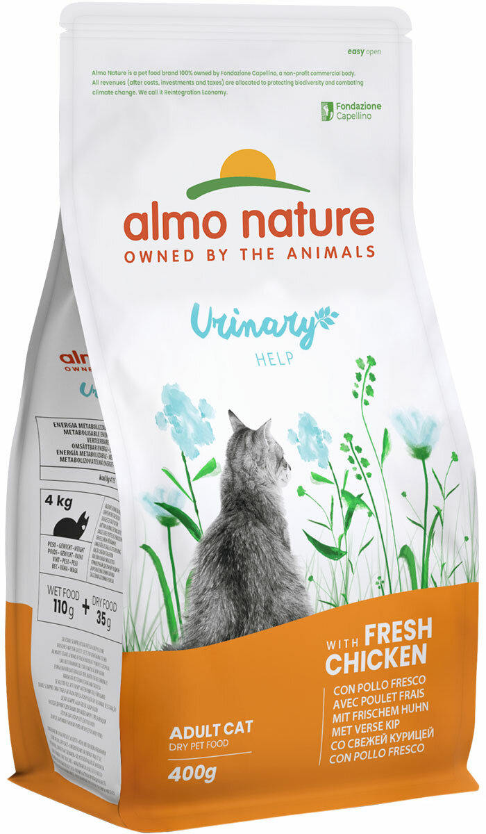 ALMO NATURE ADULT CAT HOLISTIC URINARY HELP для взрослых кошек при мочекаменной болезни с курицей (0,4 кг)