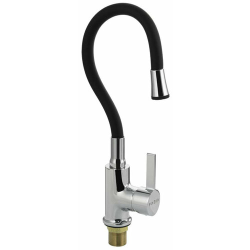 Смеситель для кухни (FABIA 9654 с гибким изливом, шаровый, черный излив)