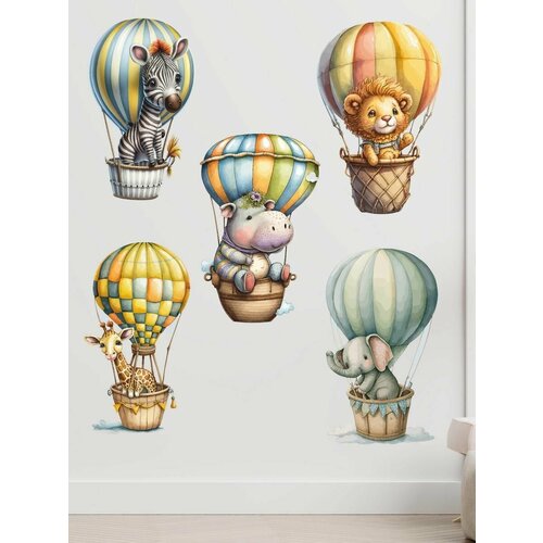 Интерьерные наклейки на стену для декора и интерьера дома/ stiker / зверюшки на воздушных шарах