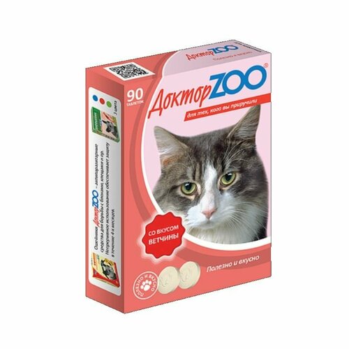 Полезное лакомство для кошек со вкусом ветчины и биотином Доктор ZOO 90 табл 263₽