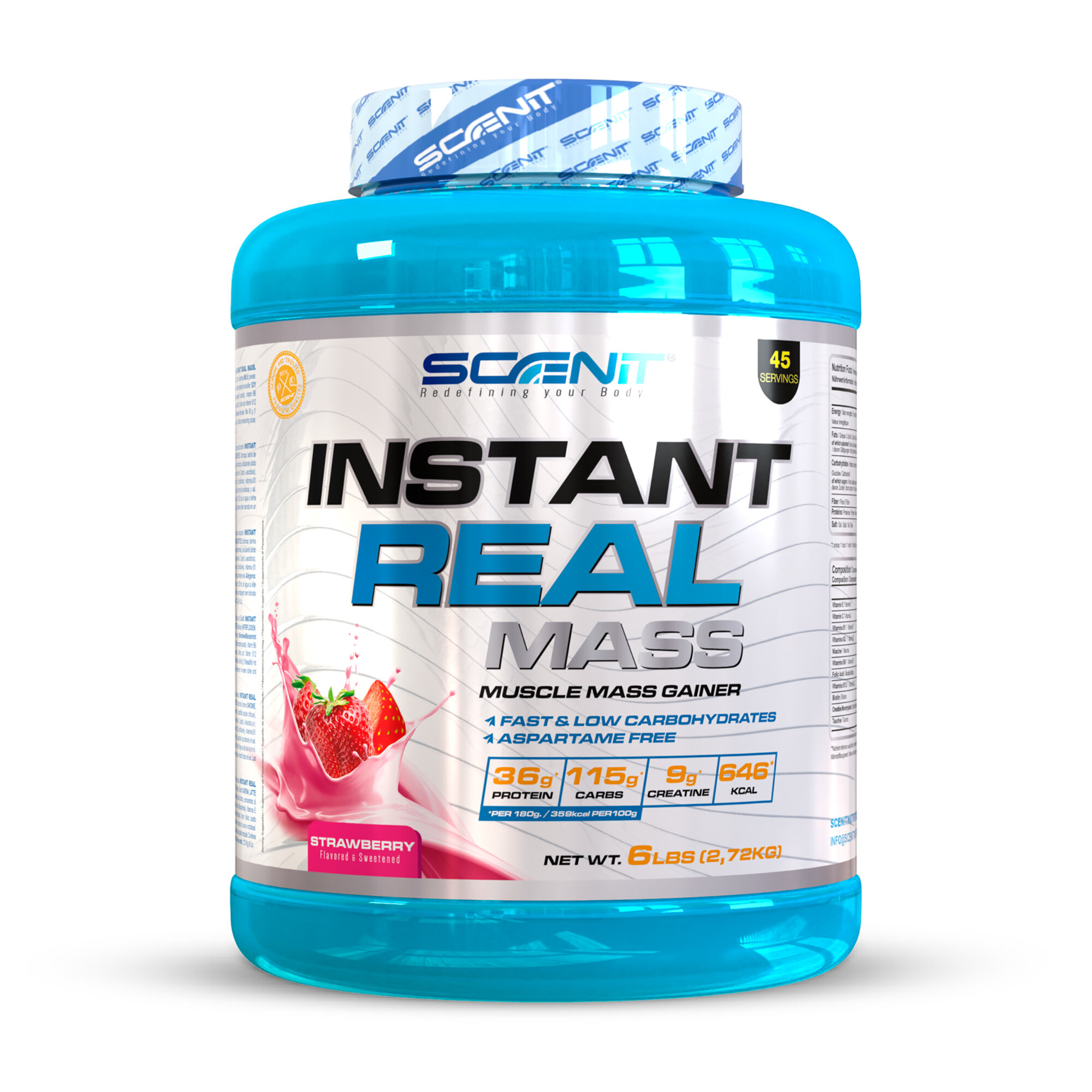 Гейнер Scenit Nutrition Real Mass 2.72 кг. Вкус: Клубника