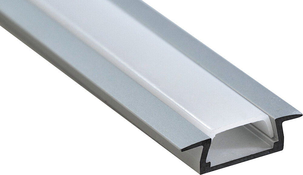 Профиль FERON встраиваемый с заглушками, алюминиевый 2 м, серебро