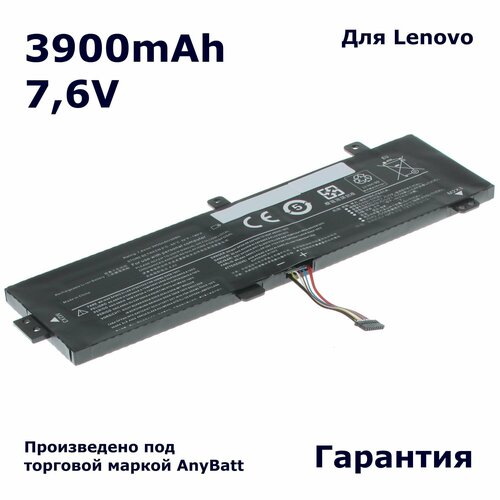 аккумулятор для ноутбука lenovo ideapad 310 15abr l15l2pb4 2s1p 7 6v 30wh oem черная Аккумулятор AnyBatt 3900mAh, для L15L2PB4 L15S2TB0