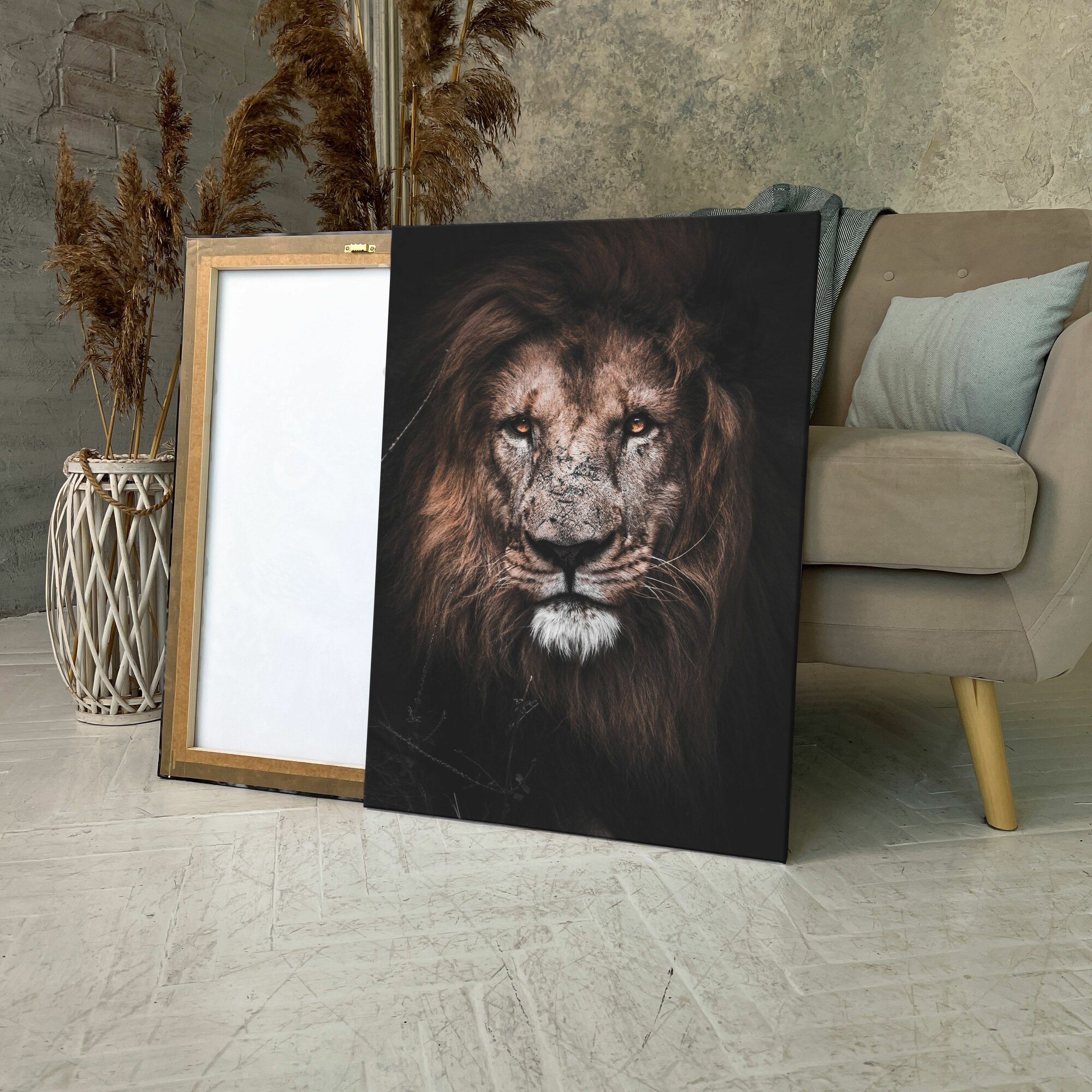 Картина на холсте (лев обой морда льва голова взгляд) 30x40 см/для интерьера/в комнату/на стену/в подарок