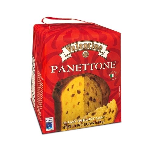 Итальянский кекс (пасхальный кулич) Valentino Panettone с изюмом и цукатами, 500г.