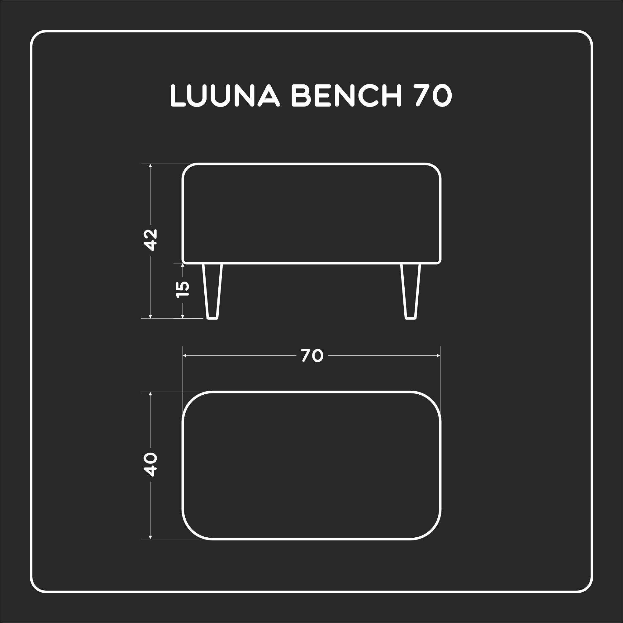 Банкетка Букле цв. Белый на ножках 70см*40см*42см на ножках LUUNA BENCH70 в прихожую, спальню, гостиную — фото 1