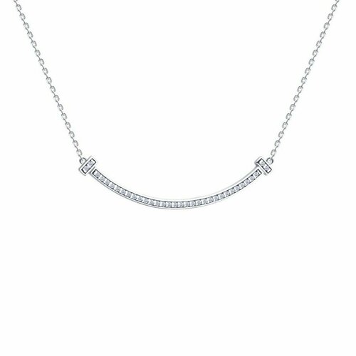 Колье Яхонт, серебро, 925 проба, фианит, длина 40 см., бесцветный