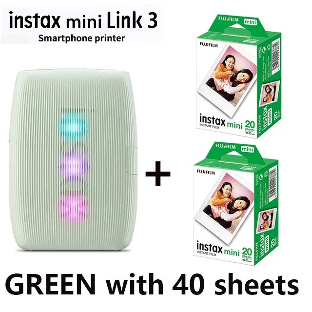 FUJIFILM Instax Mini Link 2 принтер, Green With 40 Sheets