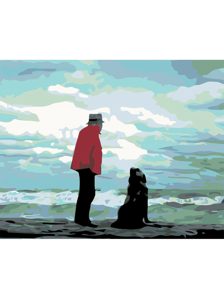 Картина по номерам "Мужчина с собакой" — фото 1