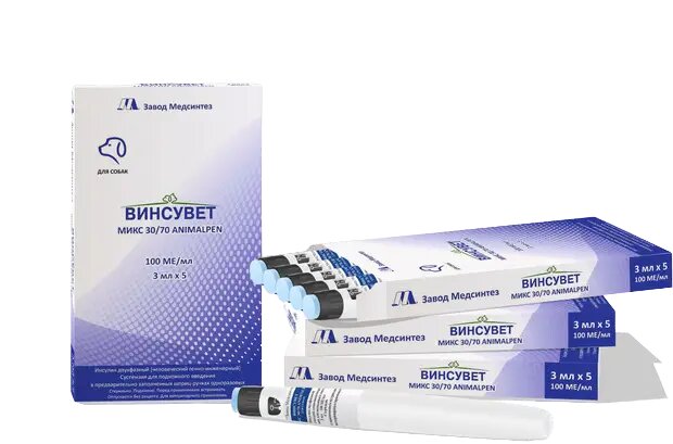 Винсувет Микс 30/70 Animalpen инсулин для собак суспензия для п/к введ 100 ме/мл шприц-ручка 3 мл 5 шт