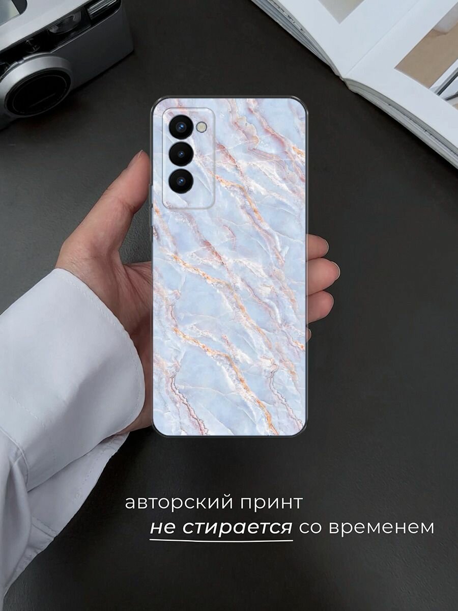 Чехол на Tecno Camon 18P / Техно Камон 18Р с принтом "Сиреневый мрамор" — фото 1