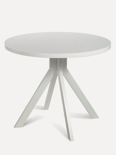 Изображение товара Стол стеклянный раздвижной OSAKA 90 WHITE GLASS W, 90(+35)х90 см (стекло белое глянец/белые ножки)
