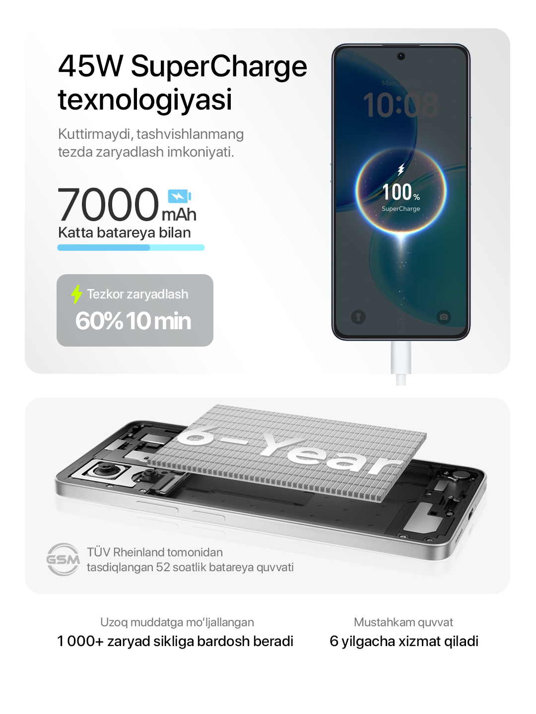 Смартфон HONOR "X8d", Android, 6.79", AMOLED, 120Гц, 8ГБ/256ГБ, серый — фото 1