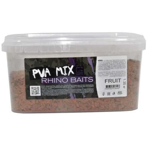 рыболовная прикормочная зерновая смесь spod mix вакуумная упаковка 3 кг Rhino Baits STICK MIX (микс для ПВА) Fruit (фруктовый), ведро 1.35 кг