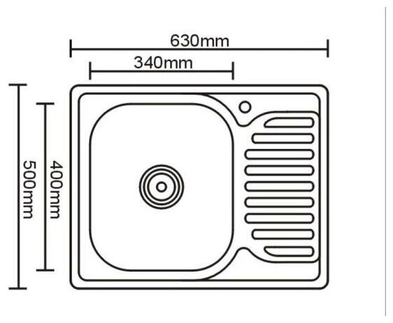 мойка кухонная врезная нержавеющая сталь SINKLIGHT N 6350 L 0.8/180 1P глянец - фотография № 2