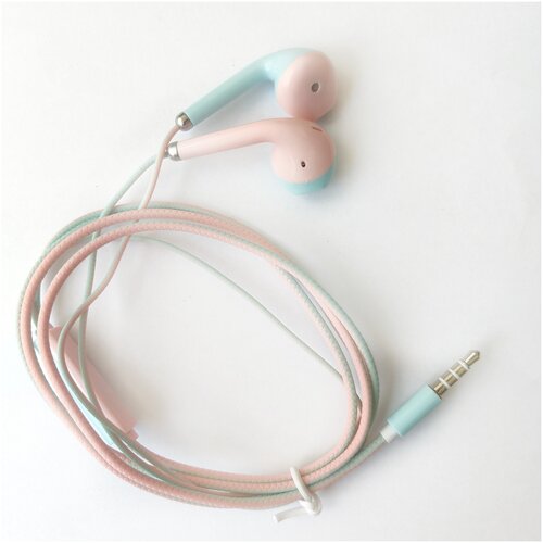 Наушники с микрофоном для телефонов и смартфонов iphoneandroid голубо-розовые 29900₽
