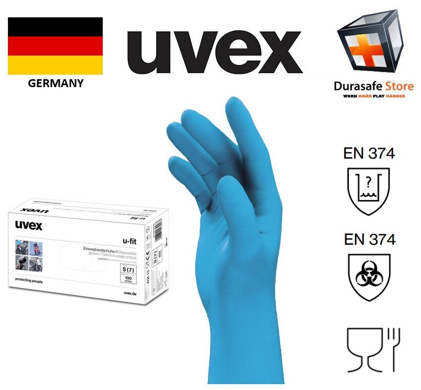 Перчатки нитрил Ю-Фит Uvex размер XL упаковка 100шт