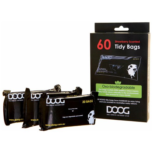 Пакеты биоразлагаемые для уборки за собакой DOOG , чёрные, 60шт/уп (Австралия)