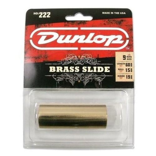 Слайд латунный, обычная толщина, средний, Dunlop 222-Dunlop 927 dunlop long dawg tonebar слайд горизонтальный латунный dunlop