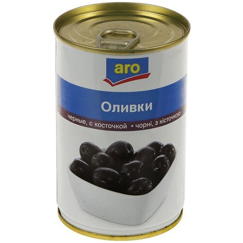 ARO Оливки черные с косточкой, 300 г