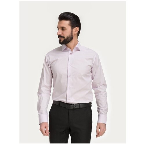 фото Рубашка мужская длинный рукав greg 710/191/lil/z_gb, полуприталенный силуэт / regular fit, цвет сиреневый, рост 174-184, размер ворота 44
