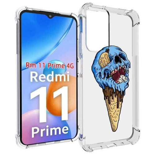 Чехол MyPads мороженное череп для Xiaomi Redmi 11 Prime 4G задняя-панель-накладка-бампер