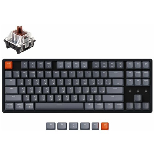 Беспроводная механическая клавиатура Keychron K8, TKL, алюминиевый корпус, RGB подсветка, Gateron Brown Switch клавиатура keychron q6 rgb grey red switch q6 n1 ru