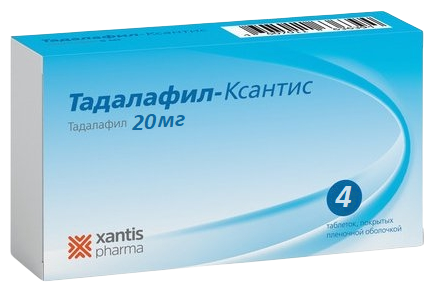 Тадалафил-Ксантис таб. п/о плен., 20 мг, 4 шт.
