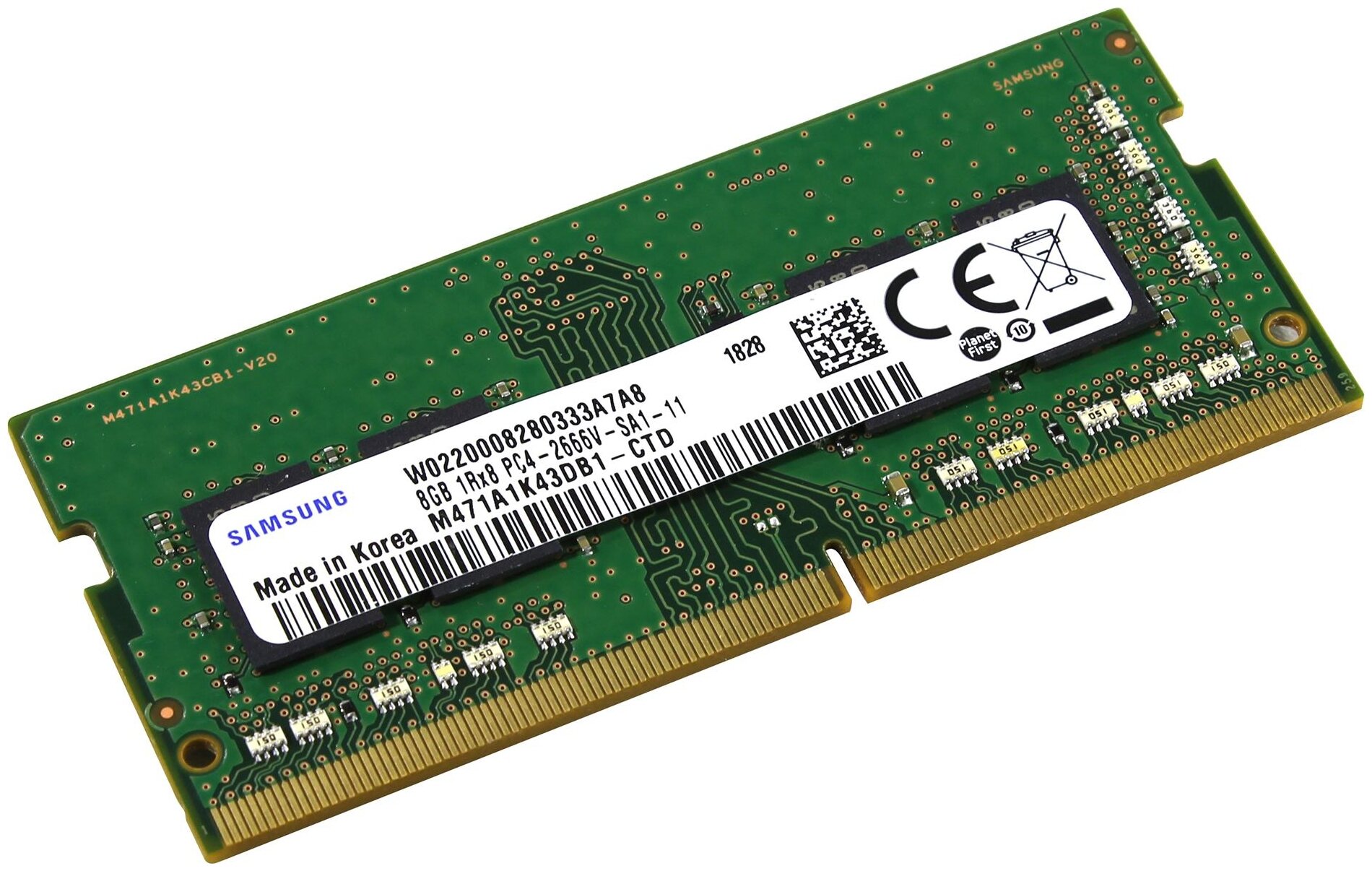 Оперативная память Samsung 8 ГБ DDR4 2666 МГц SODIMM CL19 M471A1K43DB1-CTDD0