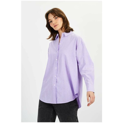 Блузка BAON Рубашка оверсайз в полоску Baon B1722001, размер: S, фиолетовый