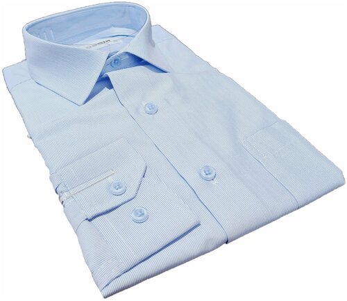 Школьная рубашка, размер 124, голубой