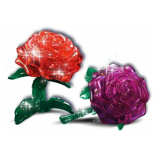фото Пазл 3d кристаллический «роза», 22 детали, световые эффекты, работает от батареек, цвета микс zabiaka