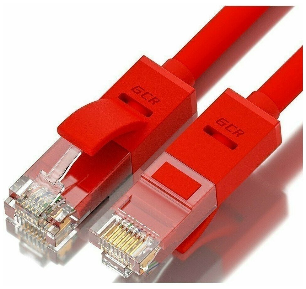 GCR Патч-корд прямой 30.0m UTP кат.5e, красный, 24 AWG, литой, ethernet high speed 1 Гбит/с, RJ45, T568B Green Connection - фото №13