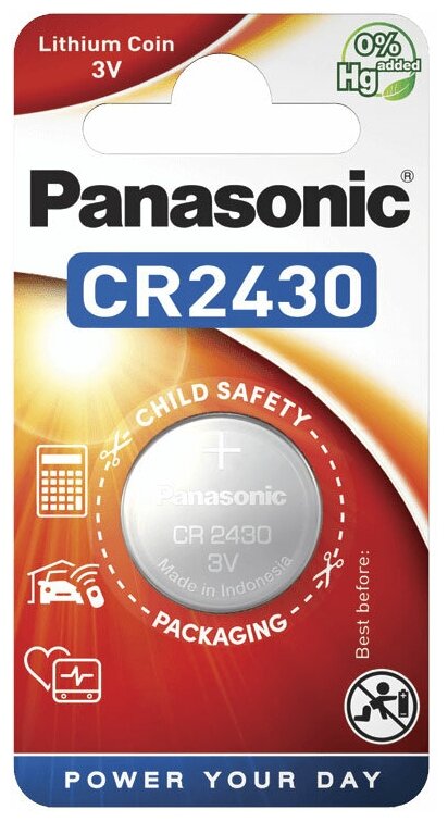 Батарейки Panasonic CR-2430EL/1B дисковые литиевые Lithium Power в блистере 1шт