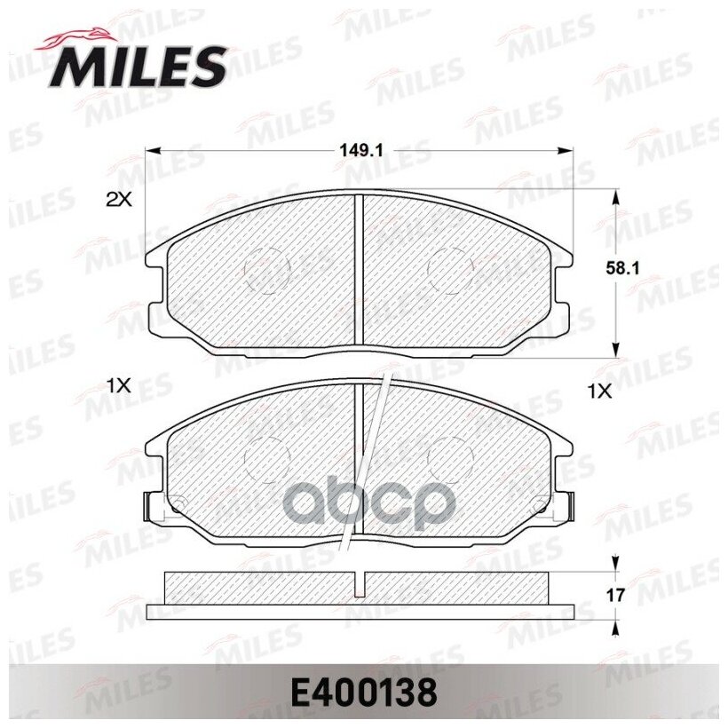 Колодки Торм. Hyundai H-1/Santa Fe/Trajet/Ssangyong Rexton 01- Перед. Lowmetallic Miles арт. E400138