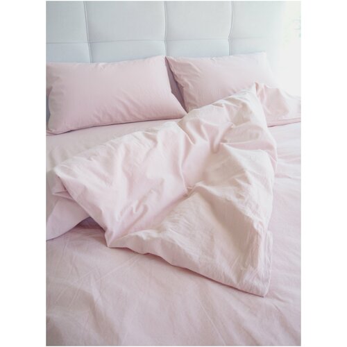 Постельное бельё из варёного хлопка, Versalise Decor, Евро, однотонный светло-розовый