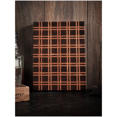 Кухонная торцевая разделочная доска из массива термоясеня и розовой акации SBwooD 305*225*30мм