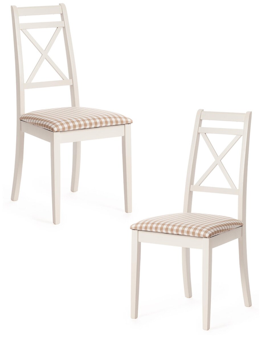 Комплект стульев TetChair Picasso ( PC-SC ) ivory white (слоновая кость 2-5), ткань: клетка мелкая (S505-18) (2 шт. в 1 упаковке)