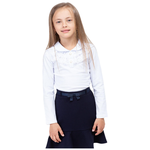 Мануфактурная лавка Школьная блузка для девочки, цвет белый, рост 128