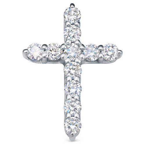 Крестик Vesna jewelry, белое золото, 585 проба, родирование, бриллиант