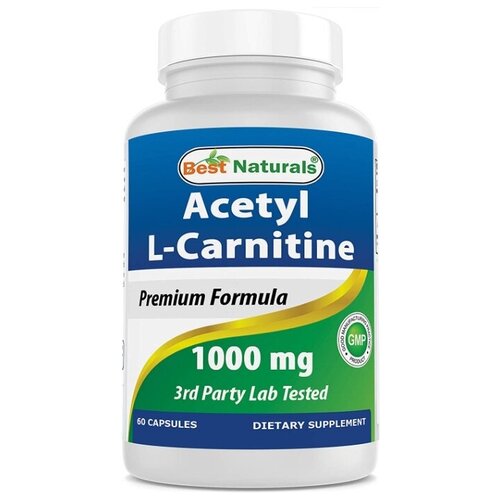 Л-Карнитин в капсулах Best Naturals Acetyl L-Carnitine 1000 mg. м 60 капс atlecs l carnitine 60000 mg 500 мл вишня