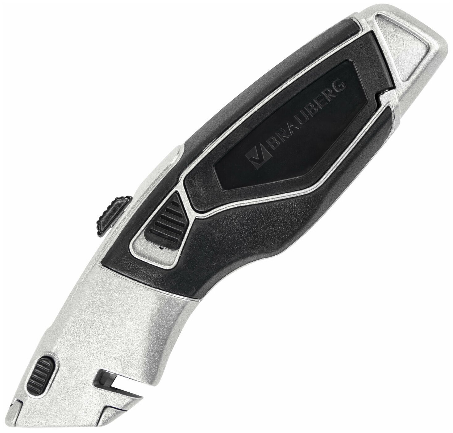 Нож универсальный мощный BRAUBERG "Professional", 4 лезвия в комплекте, автофиксатор, металл, 237160 2 шт .