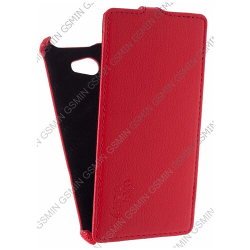 Кожаный чехол для Fly IQ 456 Era Life 2 Aksberry Protective Flip Case (Красный)