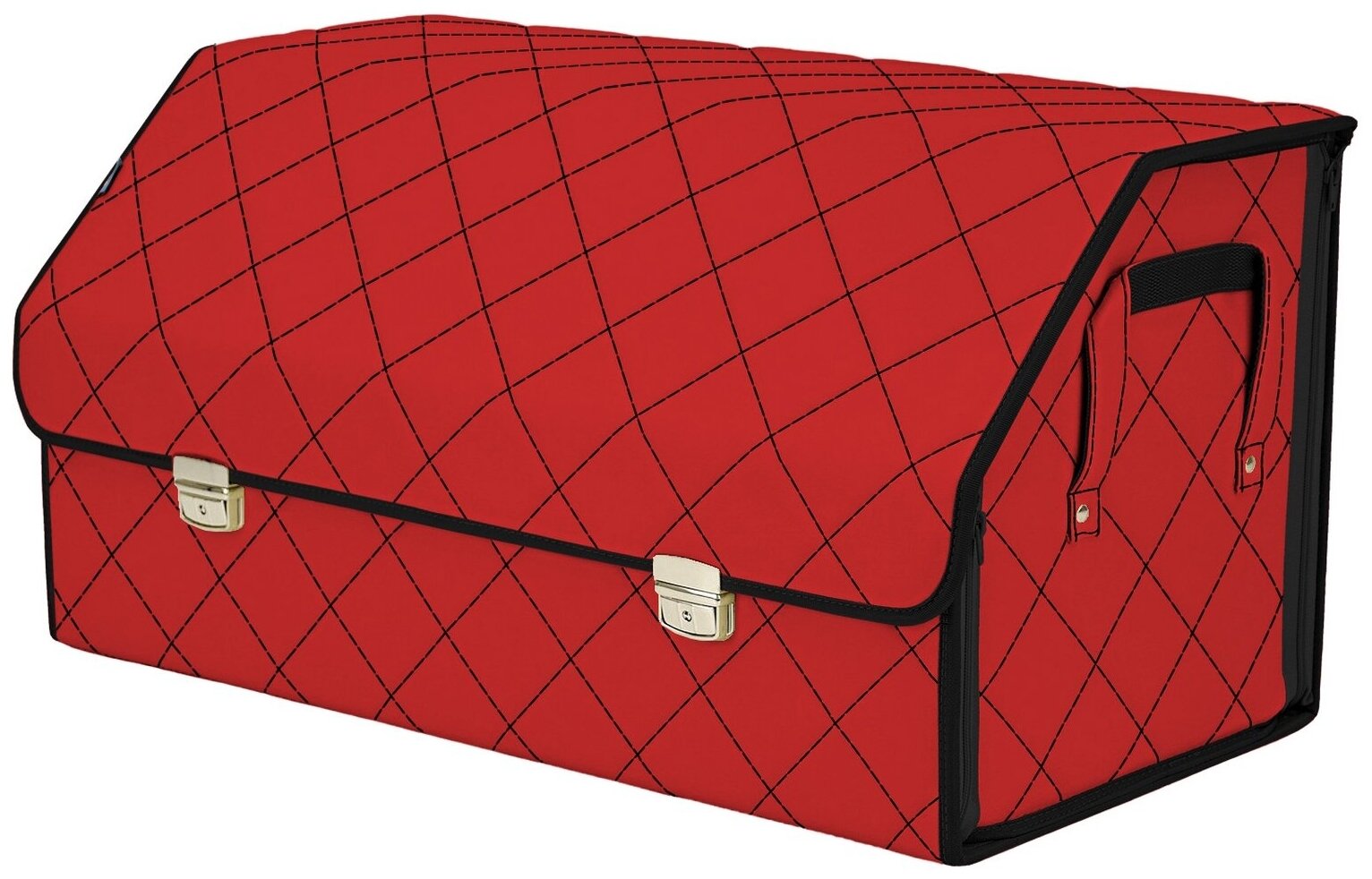 Органайзер-саквояж в багажник "Союз Премиум" (размер XL Plus). Цвет: красный с черной прострочкой Ромб.