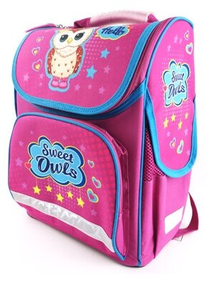 Рюкзак школьный "Sweet Owls" каркасный, одно основное отделение, 1 дополнительное спереди, 2 боковых кармана