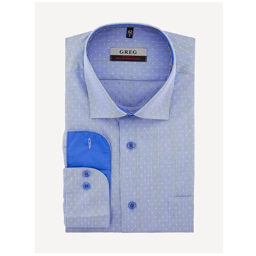 фото Рубашка мужская длинный рукав greg 214/111/5924/1p_gb, прямой силуэт / сlassic fit, цвет голубой, рост 174-184, размер ворота 41
