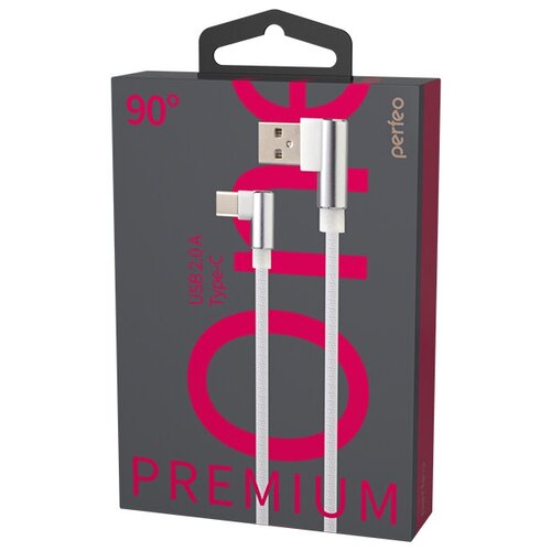 фото Кабель perfeo usb2.0 a вилка - usb type-c вилка,угловой, белый, длина 1 м., бокс (u4905)