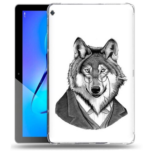 Чехол задняя-панель-накладка-бампер MyPads волк в пиджаке для Huawei MediaPad M3 Lite 10 Wi-Fi/ LTE (BAH-AL00/W09) противоударный